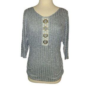 New Mode Medium Metal Accent Blue Gold Shirt